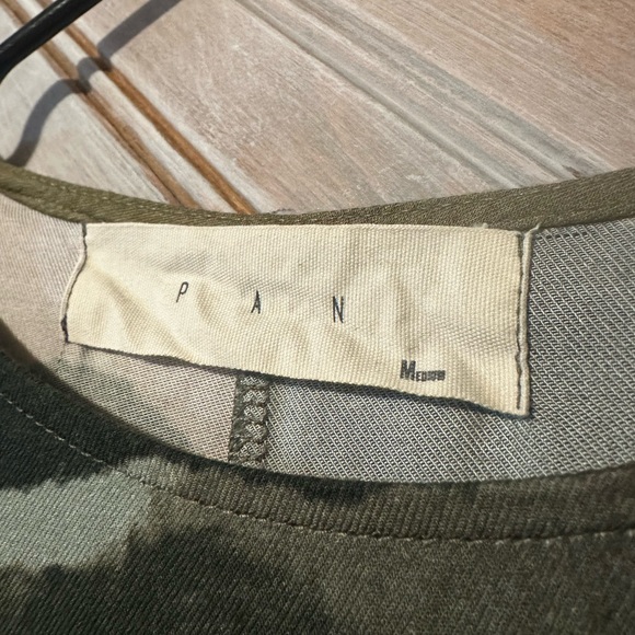 Pan Earthy Camo Water Colour Print Long Sleeve Blouse Olive Multi Flowing - Picture 4 of 6